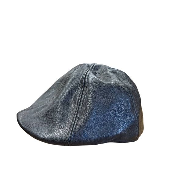 X.Q. Black Faux Leather Cap - Picture 1 of 8
